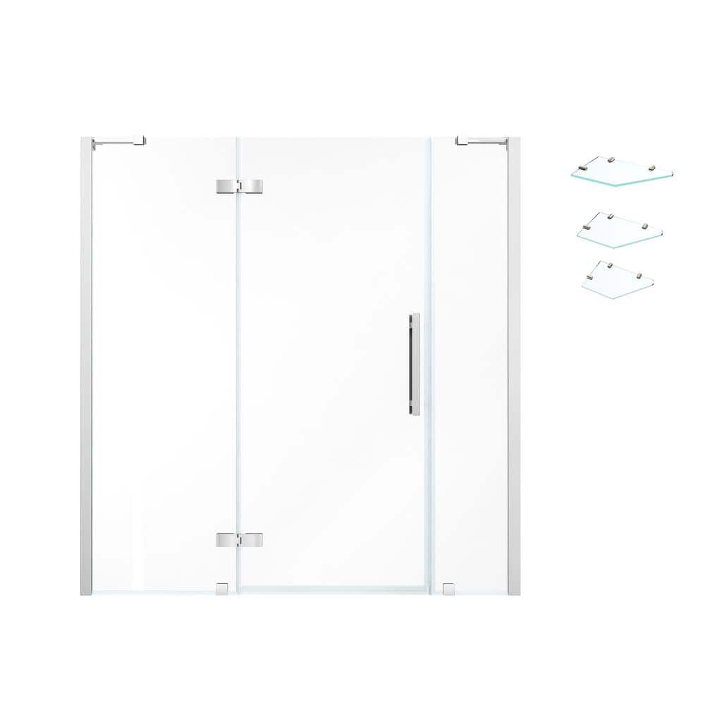 Tampa 72'' Chrome Frameless Hinged Shower Kit with Shelves