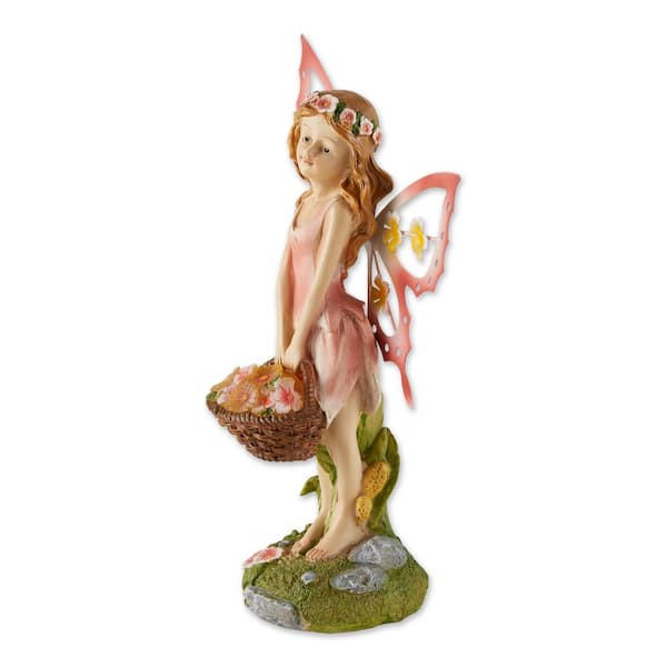 pink fairy solar garden statue