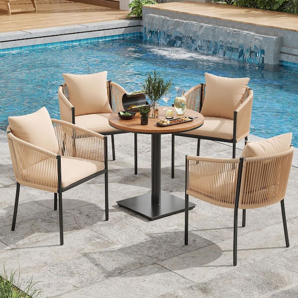 Dining Set Weather Resistant Wicker Chairs JOYRACER 4-Piece