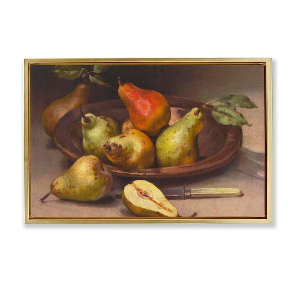 Stupell Industries Classic Pears Still Life by Tina Higgins Designs, Inc. Gold Floater Frame Food Graphic Art Print 17 in. x 25 in.