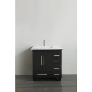 Loon 30 in. W x 22 in. D x 34 in. H Bath Vanity in Espresso with Carrera Marble Vanity Top in White with White Basin