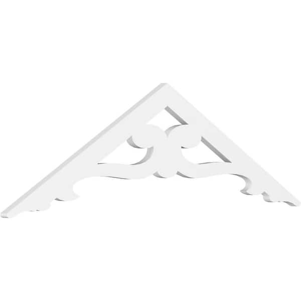 Ekena Millwork 1 in. x 48 in. x 14 in. (7/12) Pitch Brontes Gable Pediment Architectural Grade PVC Moulding