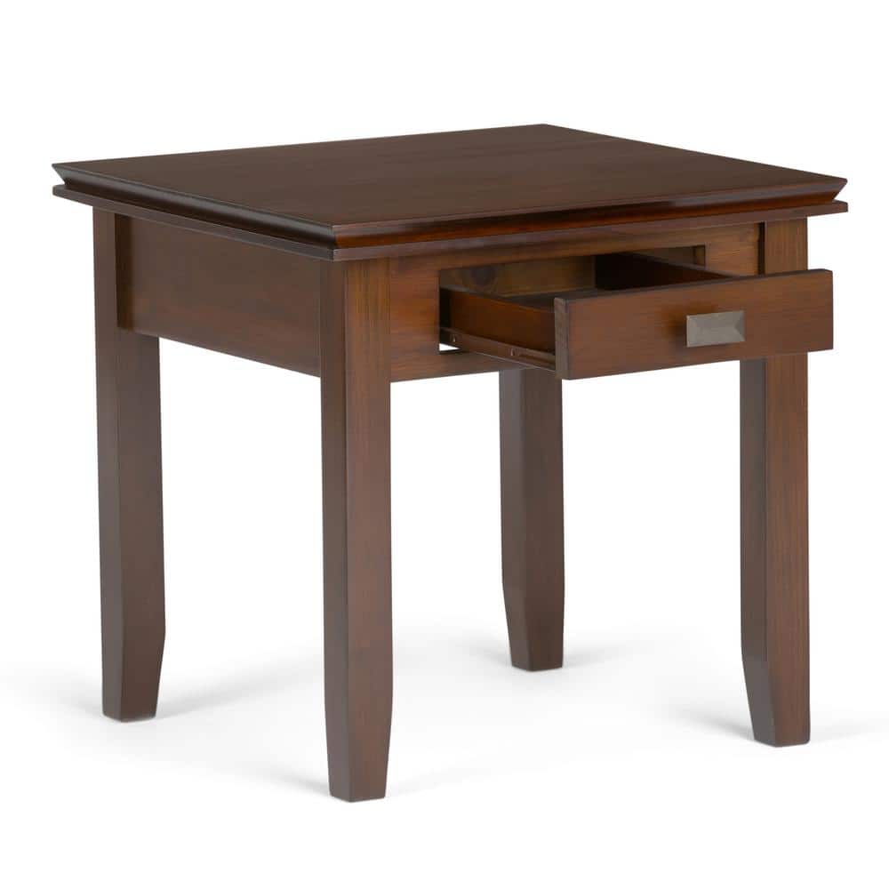 Russet Brown Solid Wood End Table with Storage Drawer