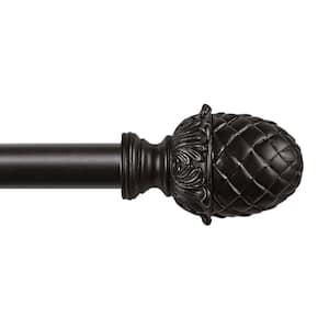 Acorn 66 in. - 120 in. Adjustable 1 in. Single Curtain Rod Kit in Matte Bronze with Finial