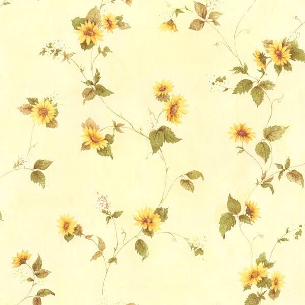 Brewster August Yellow Floral Trail Wallpaper