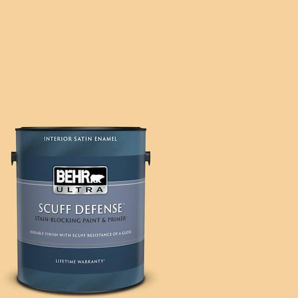 BEHR ULTRA 1 gal. #320C-3 Honey Butter Extra Durable Satin Enamel Interior Paint & Primer