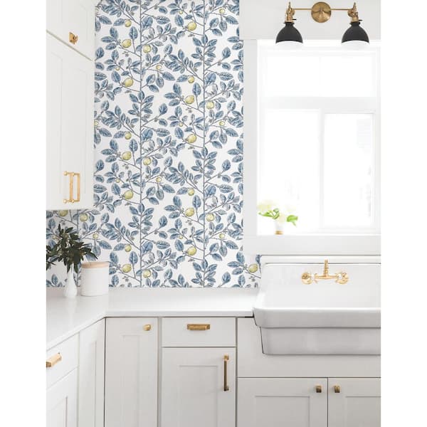 Limoncello Toile Blue Wallpaper Roll