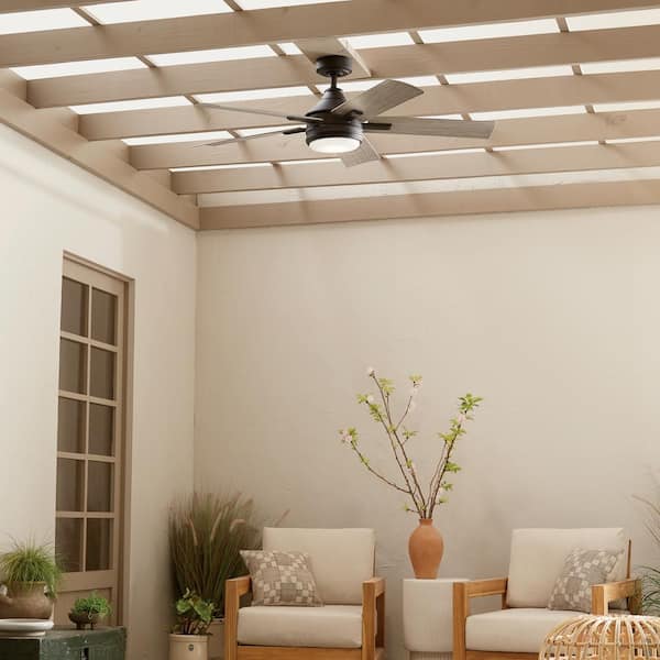 Tide WeatherPlus 52 in. Outdoor Olde Bronze Downrod Mount Ceiling Fan with Integrated LED with Remote Control