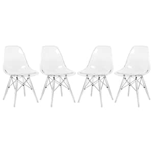 Leisuremod Dover Clear Modern Plastic Dining Chair With Clear