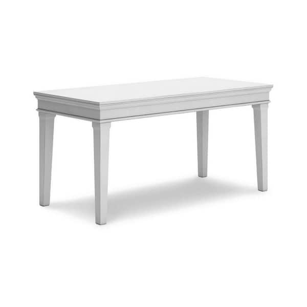 Benjara Modern 63 in. Rectangular White Pine Wood Finish Home Office Desk