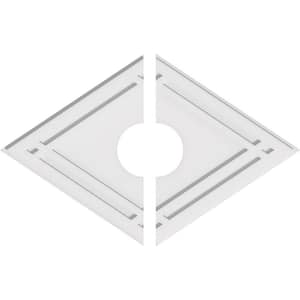 32 in. W x 21-3/8 in. H x 6 in. ID x 1 in. P Diamond Architectural Grade PVC Contemporary Ceiling Medallion (2-Piece)