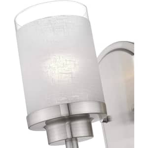 1-Light Silver Hardwired Outdoor Wall Sconce with Glass Shade