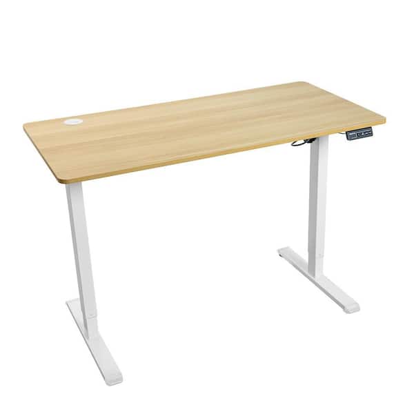 47.2 in. Rectangular Maple Steel Compact Electric Standing Desk with Adjustable Height
