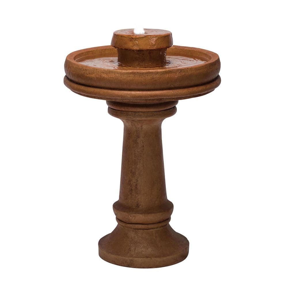 29 in. Tall Outdoor 2-Tier Traditional Birdbath Water Fountain with LED Lights price history on PriceWatchPro