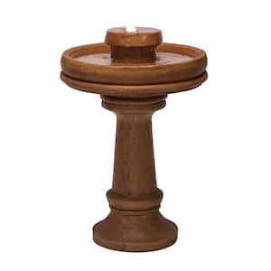 29 in. Tall Outdoor 2-Tier Traditional Birdbath Water Fountain with LED Lights