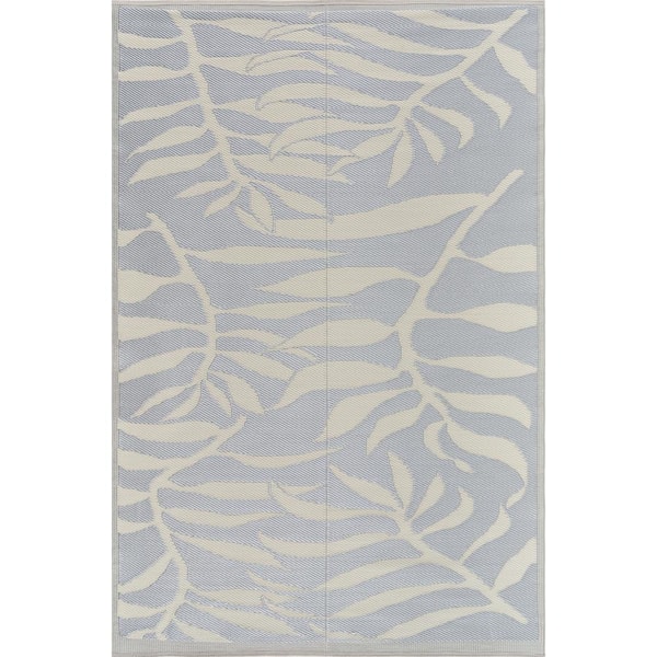 Beverly Rug 8 X 10 Gray White Lightweight Floral Reversible Plastic Indoor Outdoor Area Rug