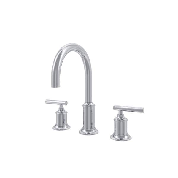 8 in. Widespread 2-Handle Modern Gooseneck Bathroom Faucet with Pop-Up Drain in Chrome
