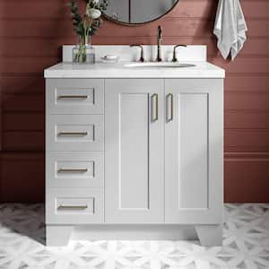 Taylor 36.25 in. W x 22 in. D x 36 in. H Single Sink Freestanding Bath Vanity in Grey with Carrara Quartz Top