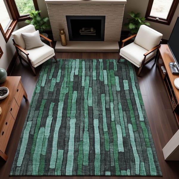 Mayfield Premium Machine Washable Abstract AMF1301 Sage 8 ft. x 10 ft. Area Rug