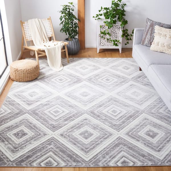 Skyler 11 ft. x 16 ft. Gray/Ivory Diamond Geometric Area Rug