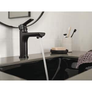 Flute Single-Handle Single-Hole Bathroom Faucet with Deckplate Included in Matte Black