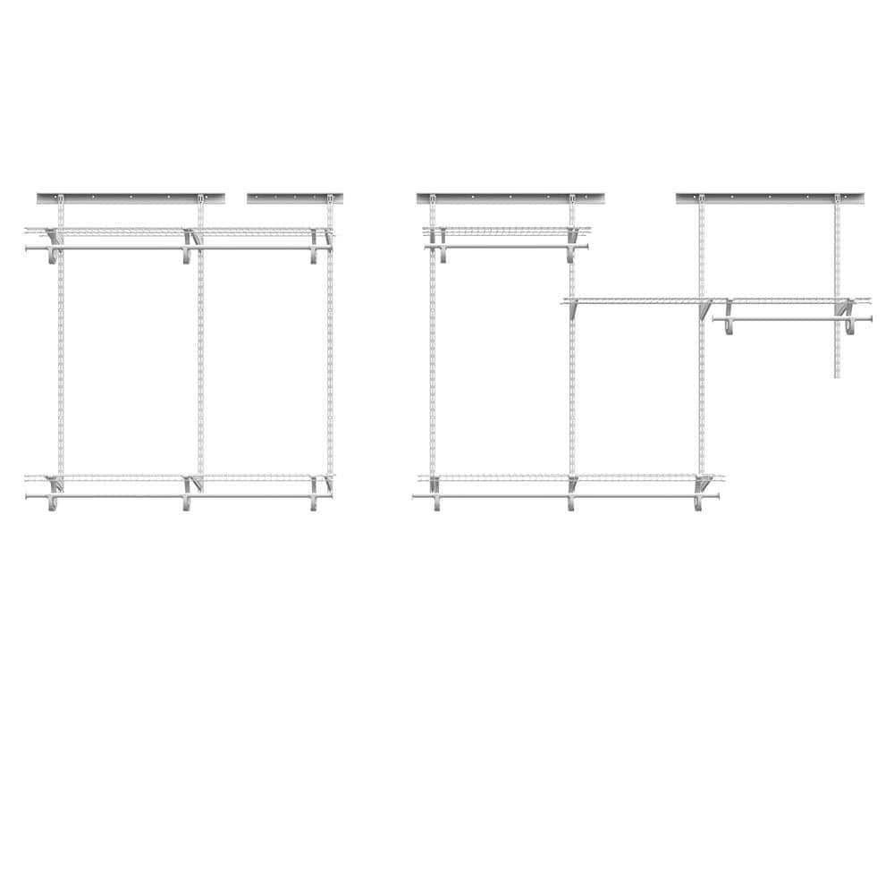 White Adjustable Steel Walk-In Closet System with Shelves