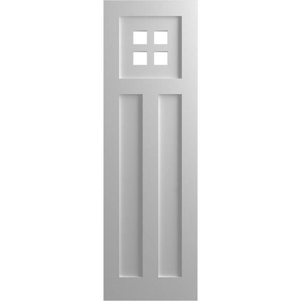 Ekena Millwork 18 in. x 76 in. True Fit PVC San Antonio Mission Style Fixed Mount Flat Panel Shutters Pair in Primed