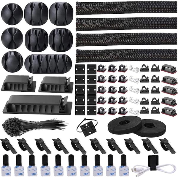 Ahfiwaso Multi-Functional Cable Management Kit in Black (192-Pieces)