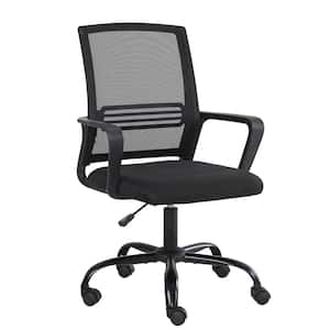 Height Adjustable Swivel Executive Office Computer Ergonomic Chair with Fixed Arms and Mesh Back, Black