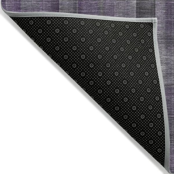 Purple, Gray, Black 5 ft. x 8 ft. Woven Plaid Polyester Rectangle Indoor / Outdoor Area Rug