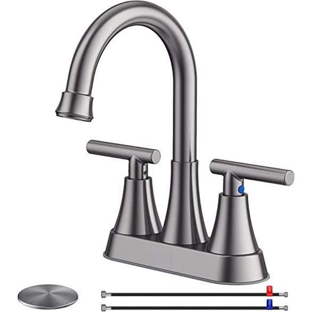 Dyiom Faucets for Sink 3 Hole, 4 inch Brushed Grey Bathroom Sink Faucet