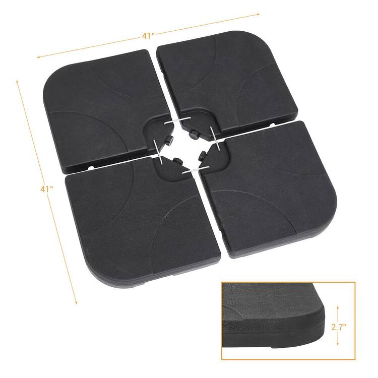 Sonkuki 4-Piece 180 lbs. Patio Umbrella Base Water/Sand Filled Suitable for Cantilever Umbrella with Cross Base in Black