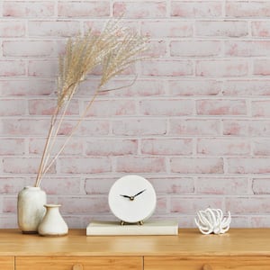 Brick White-Washed Removable Peel and Stick Vinyl Wallpaper, 28 sq. ft.
