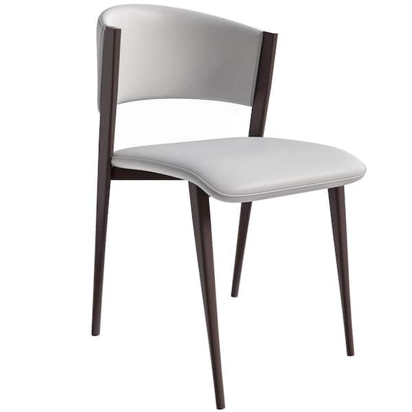 Leisuremod Aspen Modern Dining Chair Upholstered Leather Kitchen Room Chairs with Metal Legs, White
