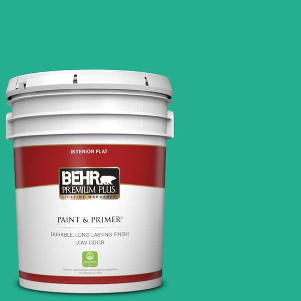 BEHR PREMIUM PLUS 5 gal. #480B-5 Mermaid Song Flat Low Odor Interior Paint & Primer