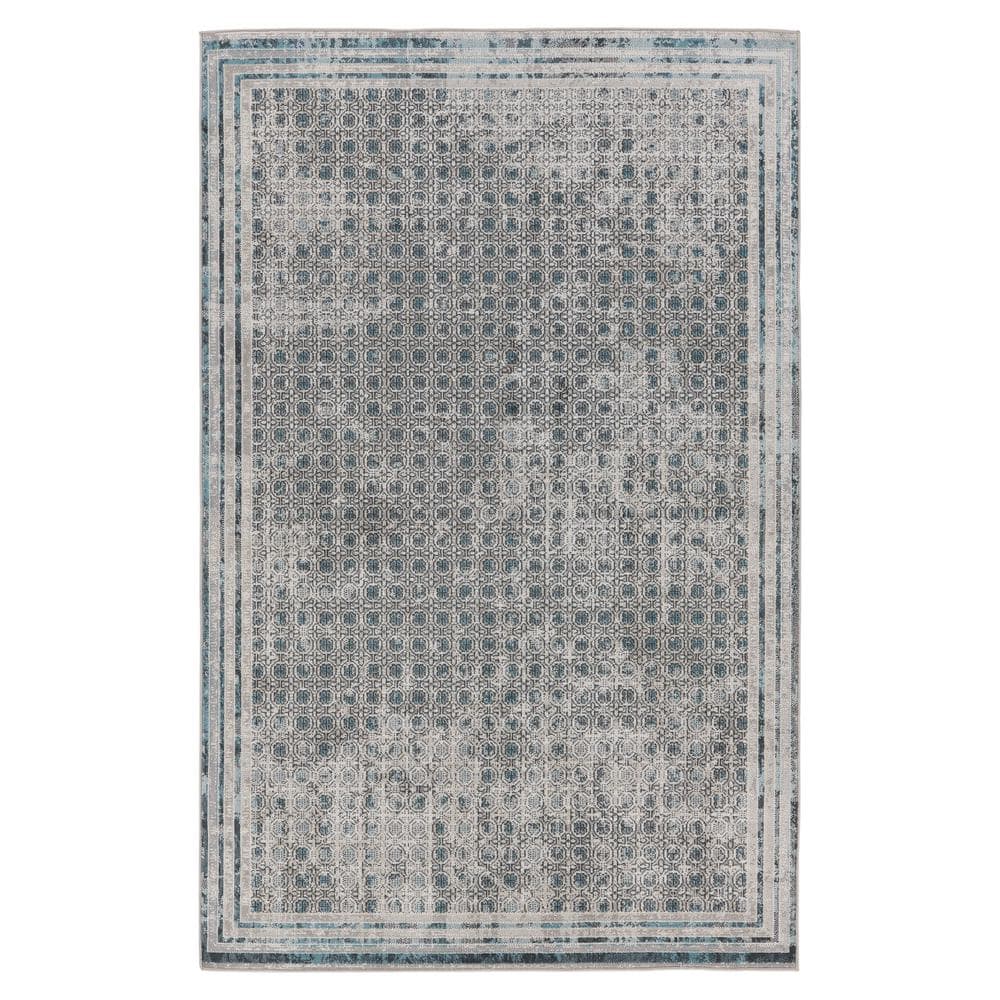 Gray Trellis Handmade Washable Rectangular Synthetic Rug
