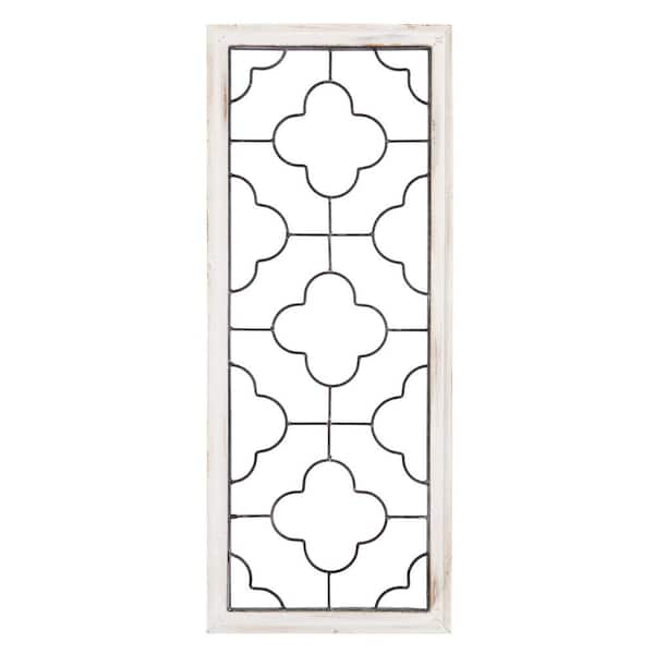 Unbranded Metal and Wood Black and White Clover Design Wall Panel