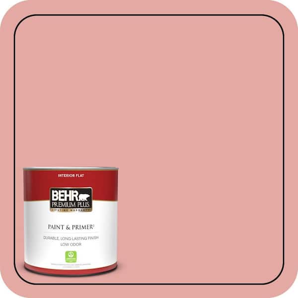 BEHR PREMIUM PLUS 1 qt. #MQ4-03 Coral Fountain Flat Low Odor Interior Paint & Primer