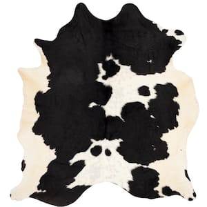 Cow Hide Black/White 6 ft. x 7 ft. Animal Print Area Rug