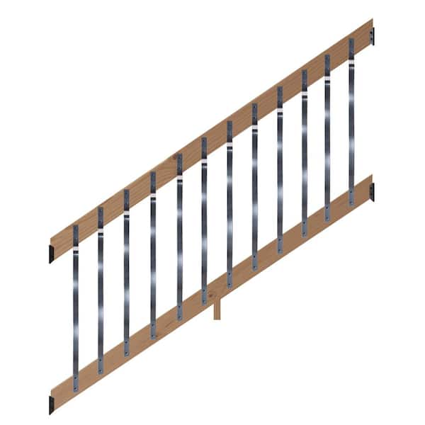 ProWood 6 ft. Walnut-Tone Southern Yellow Pine Stair Rail Kit with Aluminum Contour Balusters