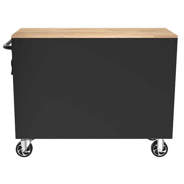 Husky - Tool Storage 46 in. W x 18 in. D 9-Drawer Mobile Workbench Cabinet in Gloss Black
