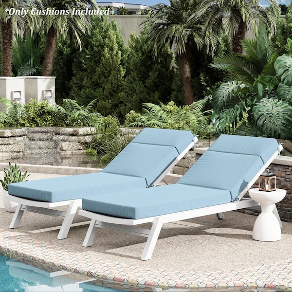 80 in. x 26 in. x 4 in. ( 2-Pack ) Outdoor Water-Resistant Replacement Chaise Lounge Seat Cushion Sky Blue