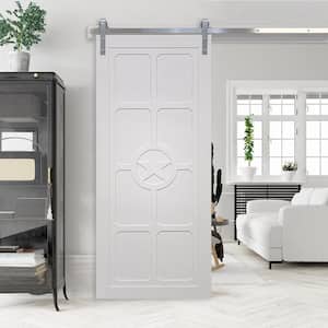 42 in. x 84 in. The Trailblazer Bright White Wood Sliding Barn Door with Hardware Kit in Stainless Steel