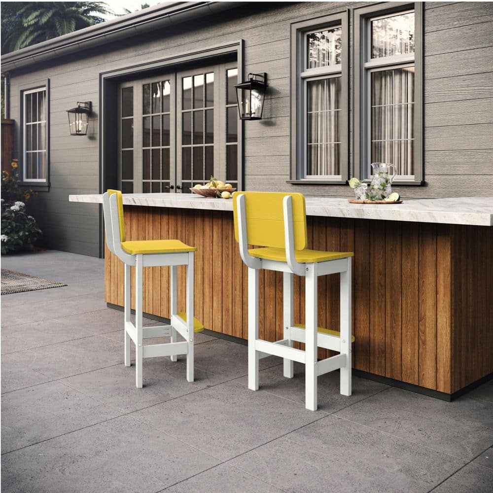 Shoreline White / Sunbeam Yellow HDPE Bar-Height Stool price history on PriceWatchPro