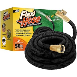 Flexi Hose 3/4 in x 50 ft. Expandable Garden Hose, Lightweight and No-Kink Flexible, Black