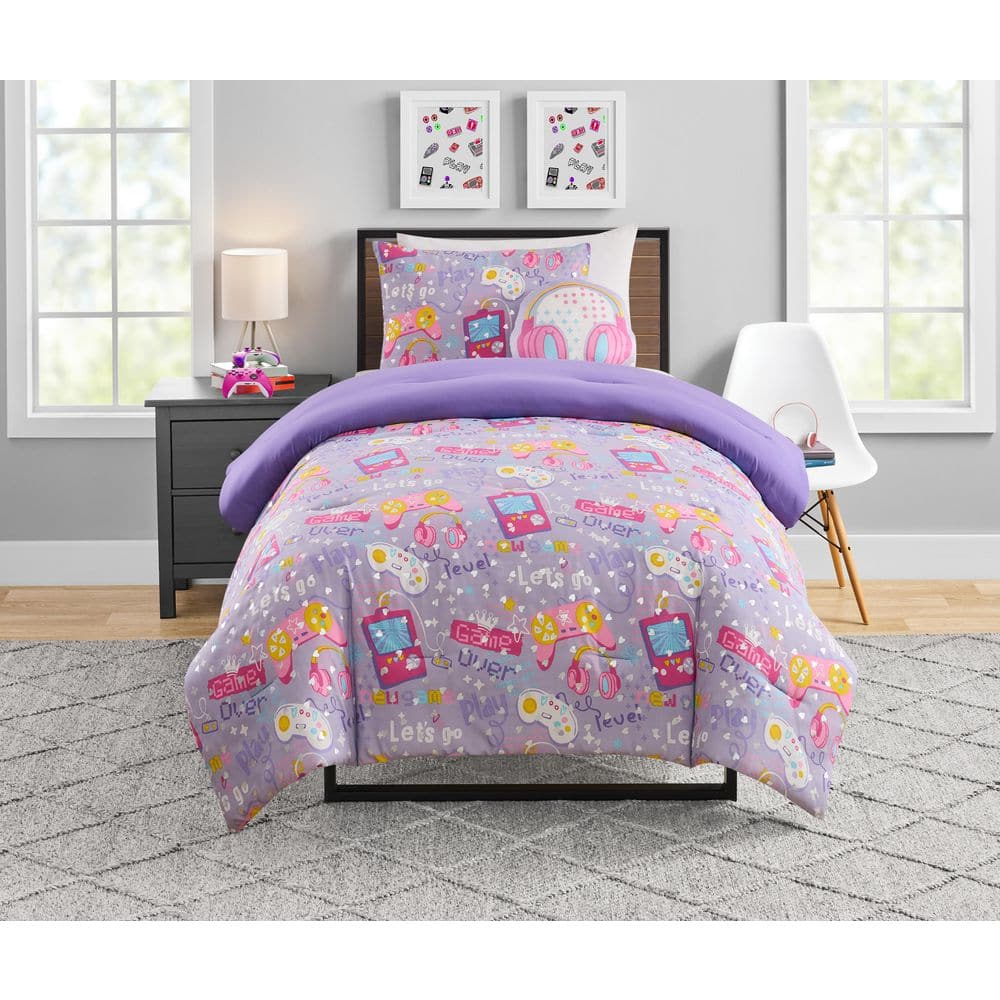 Gamer 3-Piece Purple Polyester Twin Comforter Set price history on PriceWatchPro