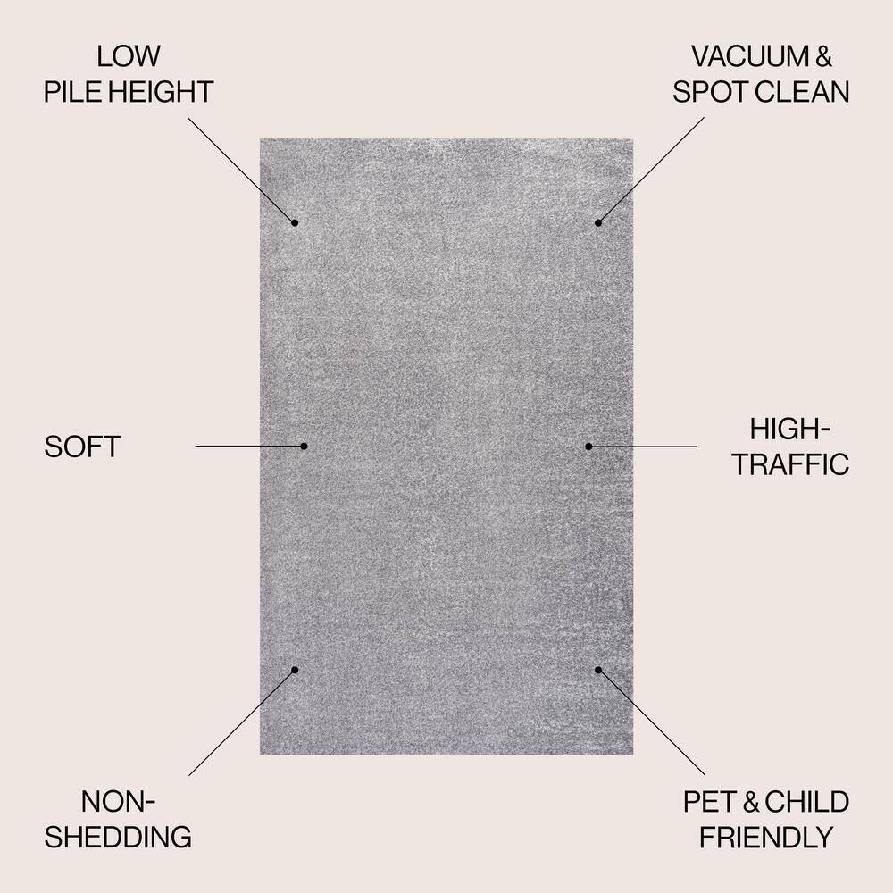 Gray Solid Synthetic 10' x 14' Reversible Area Rug