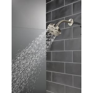 5-Spray Patterns 1.5 GPM 4.31 in. Wall Mount Fixed Shower Head in Brushed Nickel