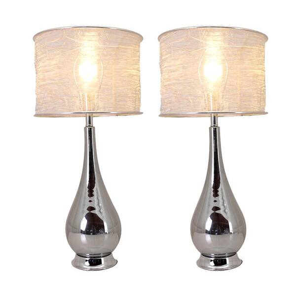 Chrome Grey Ombre Indoor Table Lamp, Big Table Lamp Shades