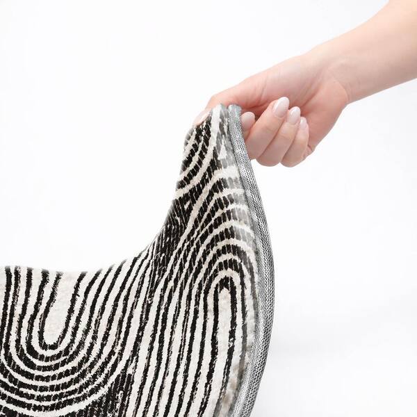 Dream Shag Premium Machine Washable Abstract ADS540 Black 2 ft. x 3 ft. Accent Rug